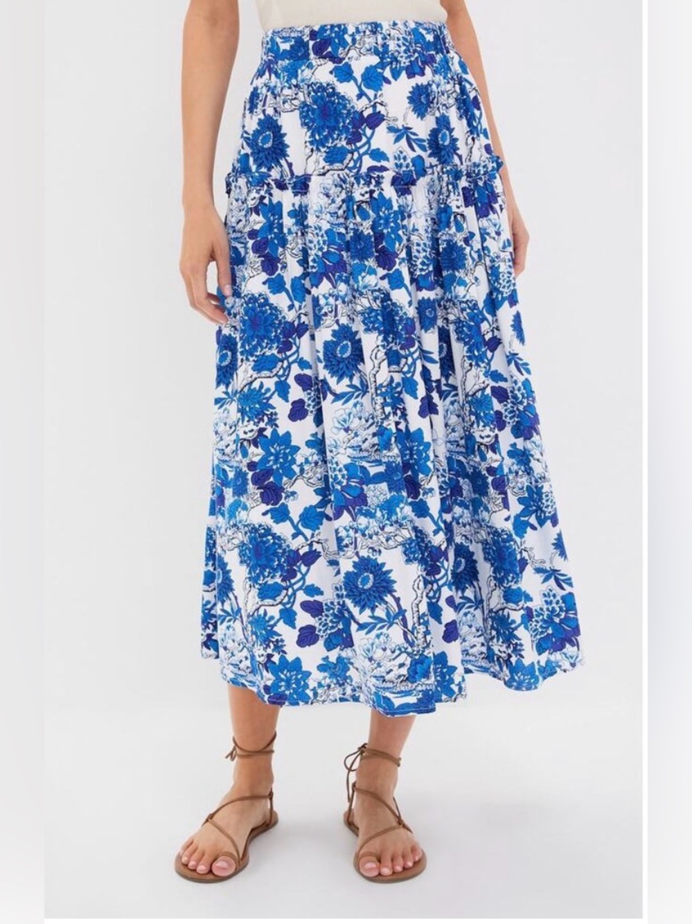 Hyacinth House Women's Isla Floral Maxi Skirt - Indigo/White - XS - New with tag